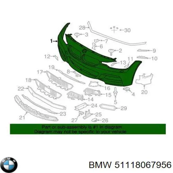 Передний бампер 51118067956 BMW