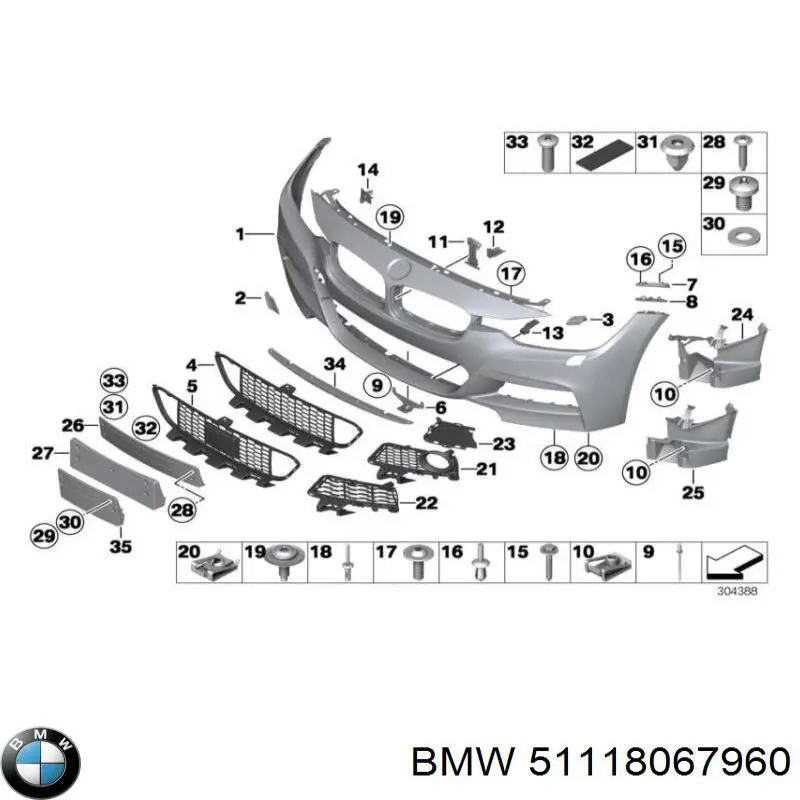 51118067960 BMW Бампер передний в сборе