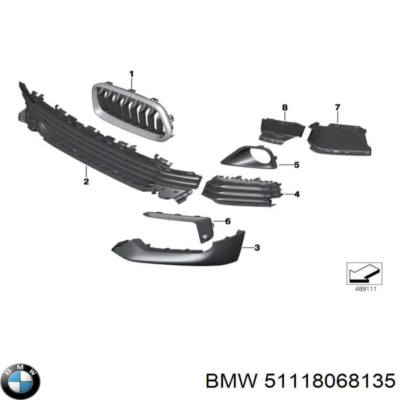 Решетка бампера переднего центральная 51118068135 BMW