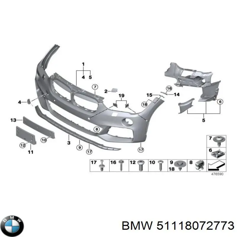 51118072773 BMW Бампер передний в сборе
