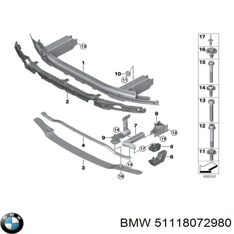 Купить 51118072980 BMW Решетка переднего бампера, центральная