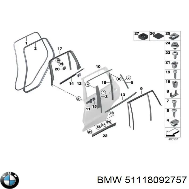 Купить 51118091909 BMW Решетка радиатора левая