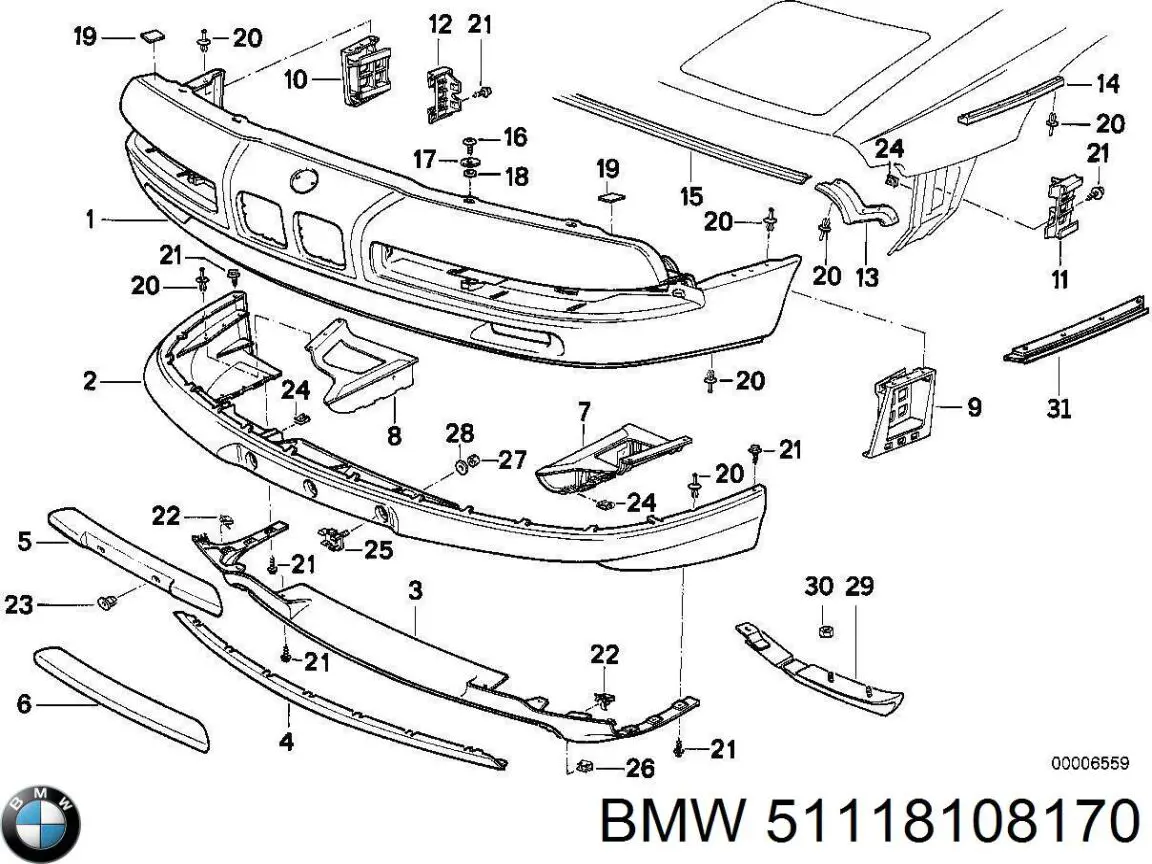 Передний бампер на BMW 8 E31