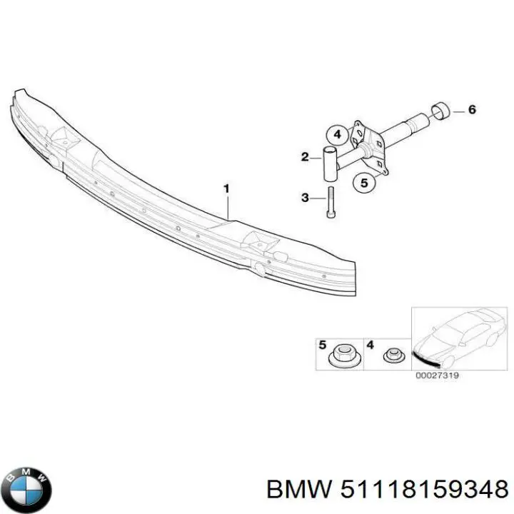 51118159348 BMW усилитель бампера переднего