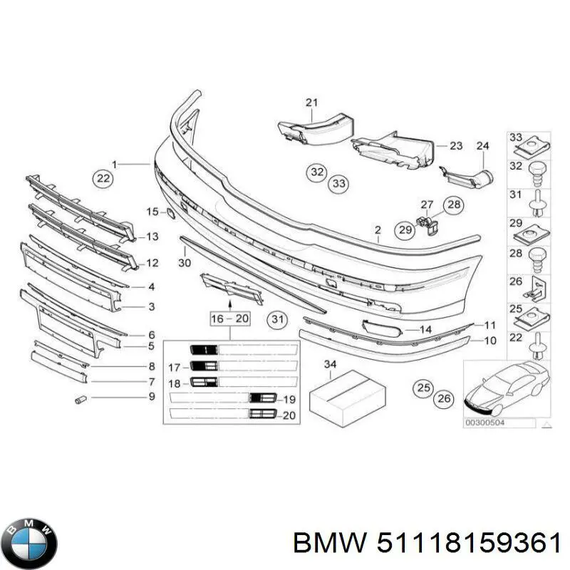 Кронштейн бампера переднего левый 51118159361 BMW