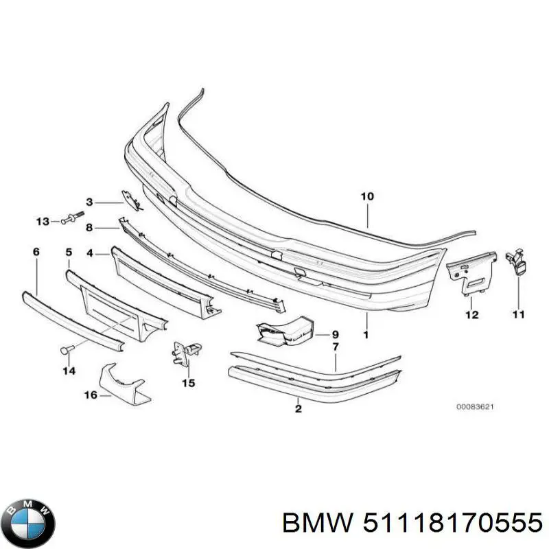 Молдинг бампера переднего левый BMW 51118170555 цена, от 12.43 USD