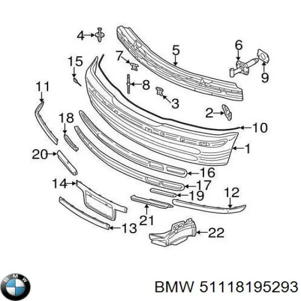 Заглушка/ решітка протитуманних фар бампера переднього, ліва 51118195293 BMW