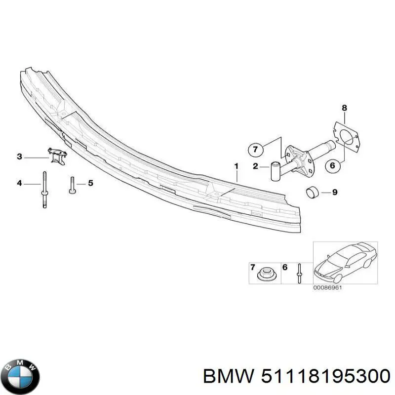 51118195300 BMW усилитель бампера переднего