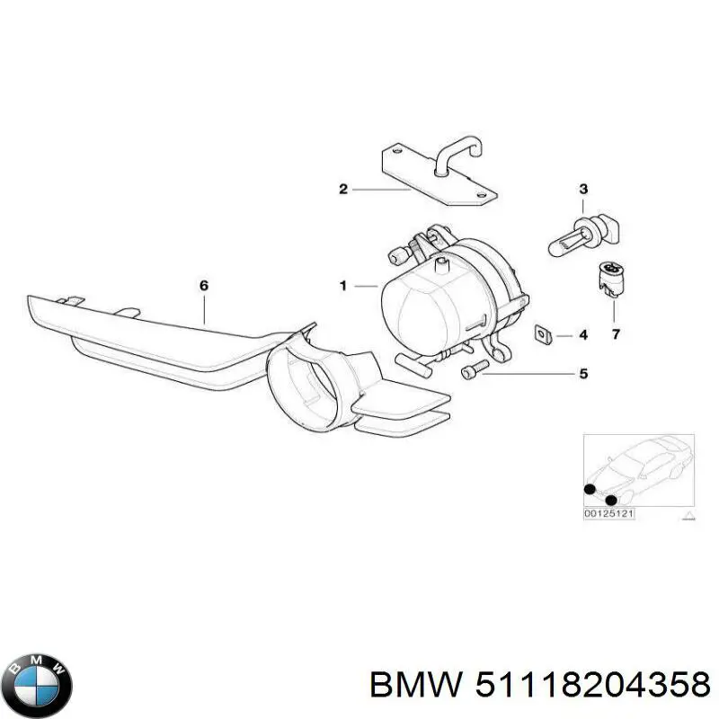 Ободок (окантовка) фары противотуманной правой 51118204358 BMW