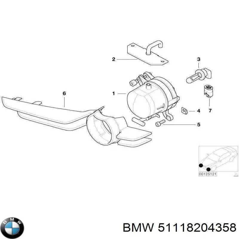 Купить 51118204358 BMW Ободок (окантовка) фары противотуманной правой