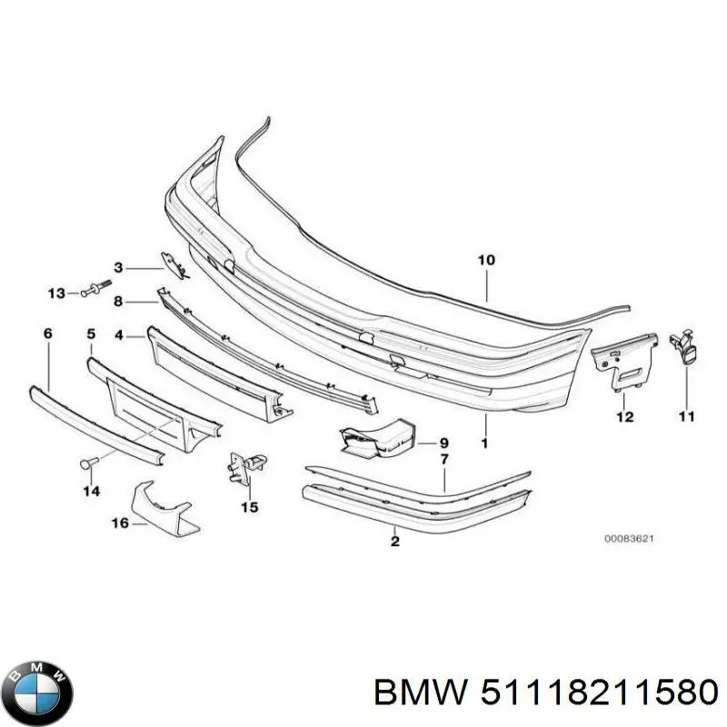 Купить 51118211580 BMW Накладка бампера переднего правая