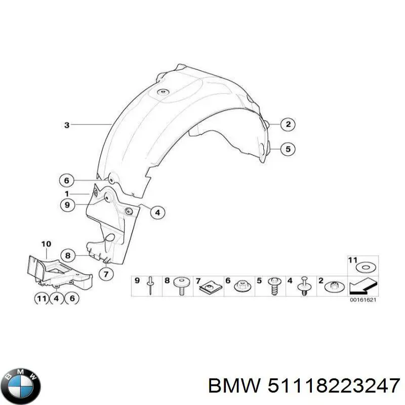 Кронштейн крепления бампера переднего левый BMW 51118223247 цена, от 11.29 USD