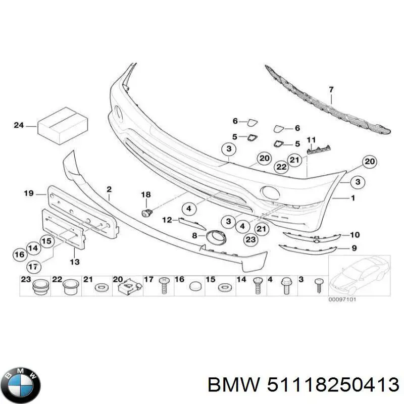 Заглушка бампера буксировочного крюка передняя левая BMW 51118250413 цена, от 12.01 USD