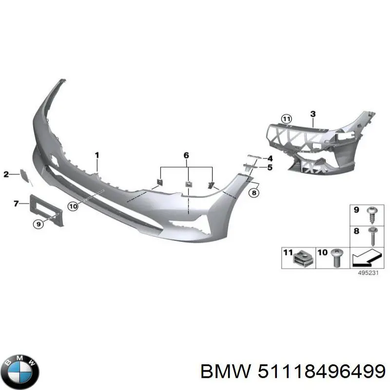 51118496499 BMW Бампер передний в сборе