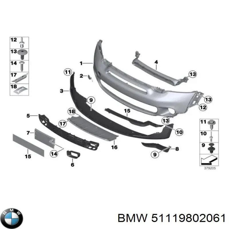 Решетка бампера переднего центральная BMW 51119802061