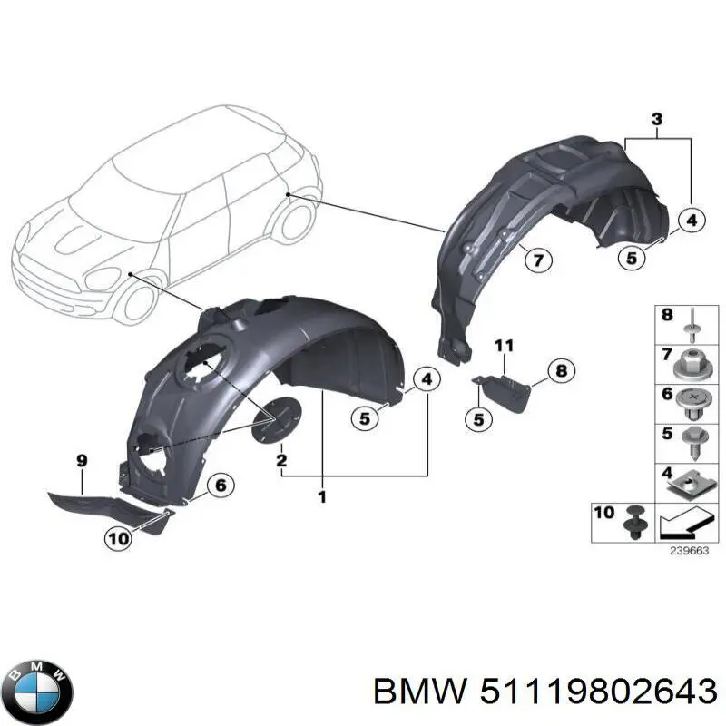 51119802643 BMW spoiler esquerdo do pára-choque dianteiro