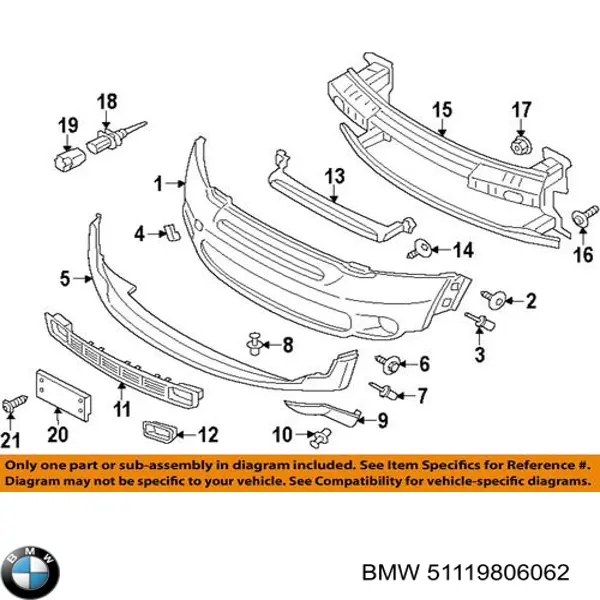 Купить 51119806062 BMW Заглушка буксировочного крюка
