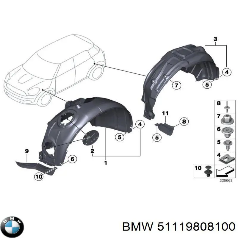 Решетка бампера переднего верхняя BMW 51119808100 цена, от 102.48 USD