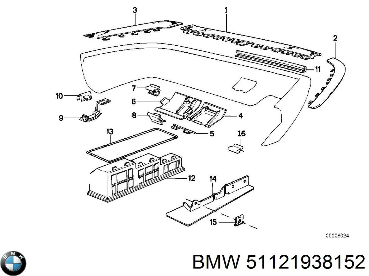 Молдинг стекла заднего 51121938152 BMW