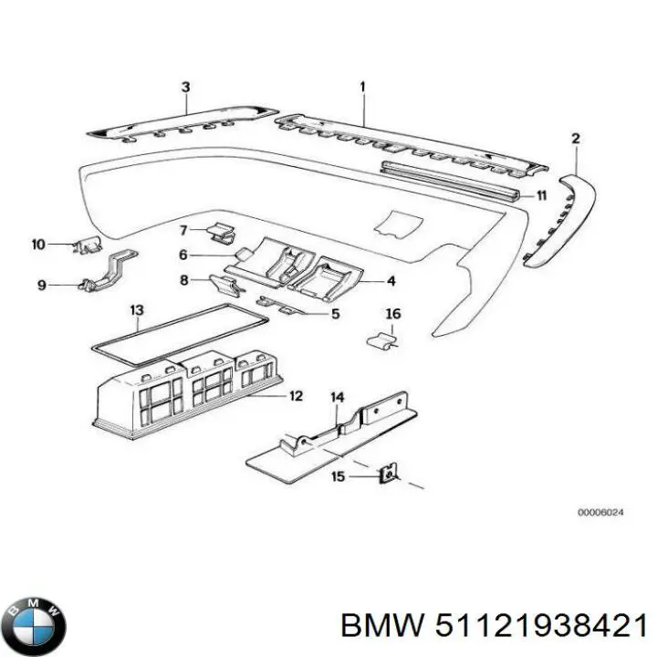 Молдинг стекла заднего 51121938421 BMW