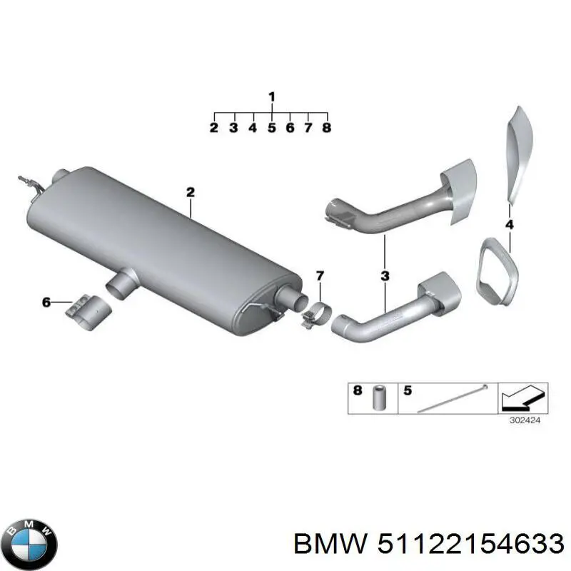 Решетка бампера заднего BMW 51122154633 цена, от 144.68 USD