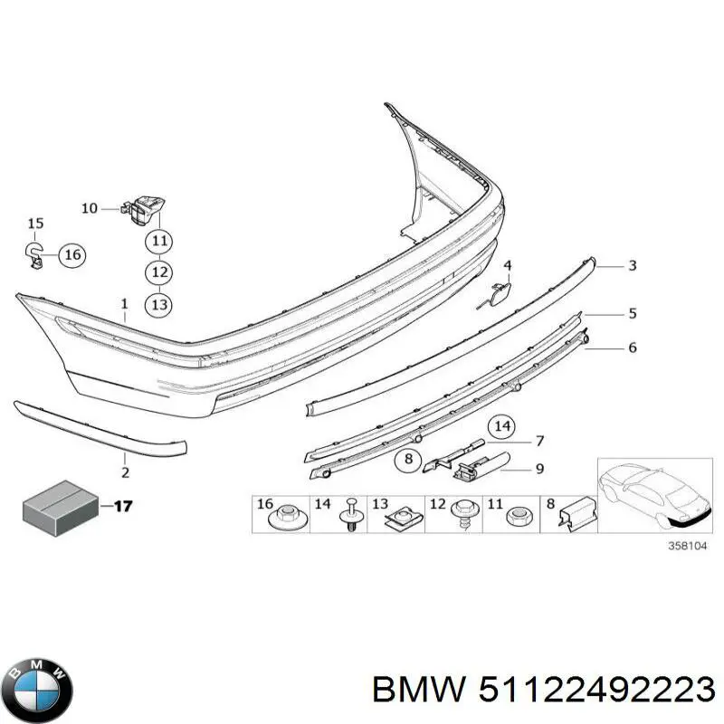 Бампер задний 51122492223 BMW