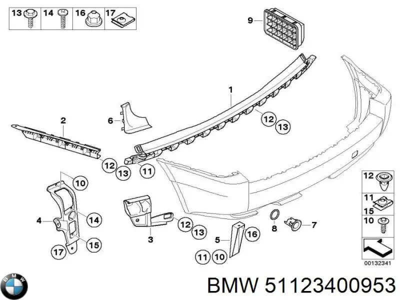 Consola esquerda do pára-choque traseiro externo para BMW X3 (E83)