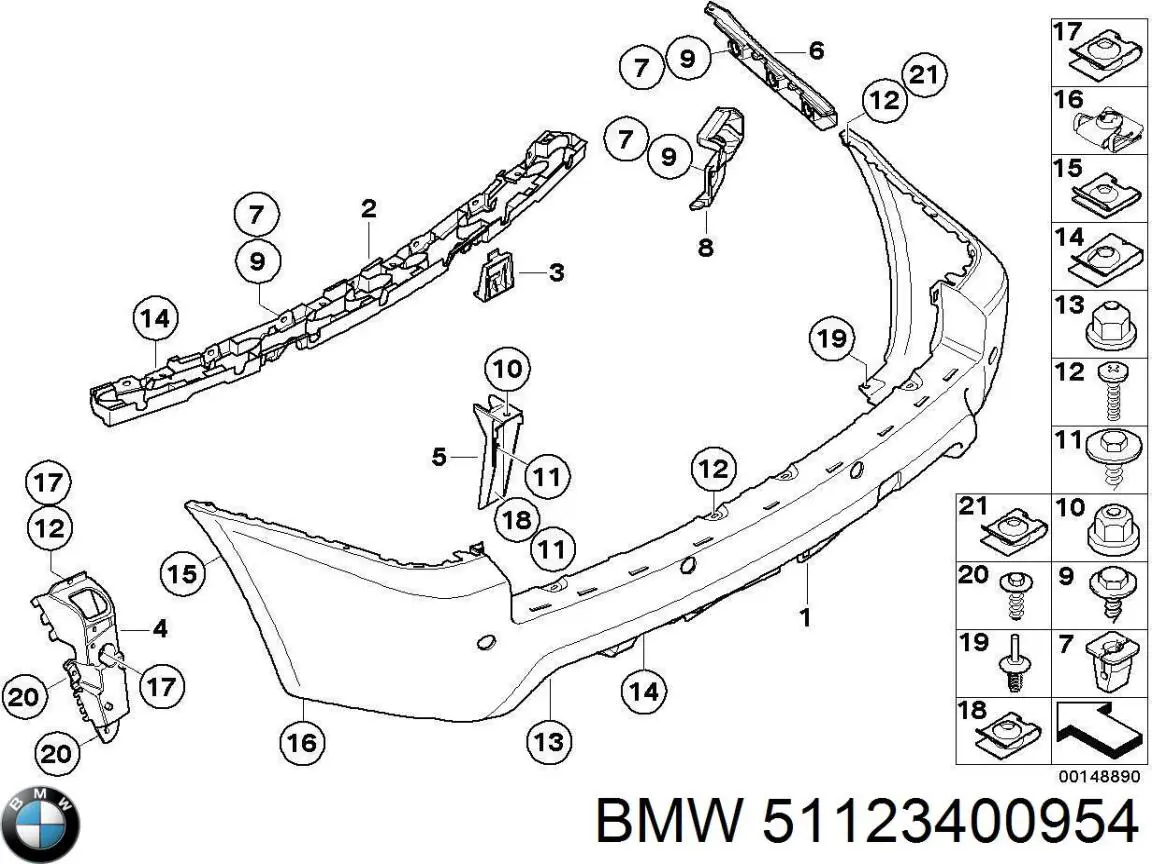 Кронштейн бампера заднего внешний правый на BMW X3 (E83) купить.