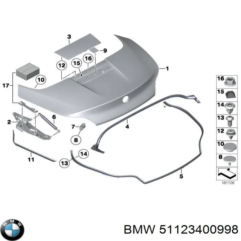 51123400998 BMW placa sobreposta direita do pára-choque dianteiro