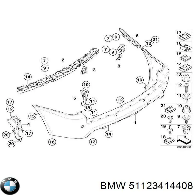 51123414408 BMW Правое крепление заднего бампера