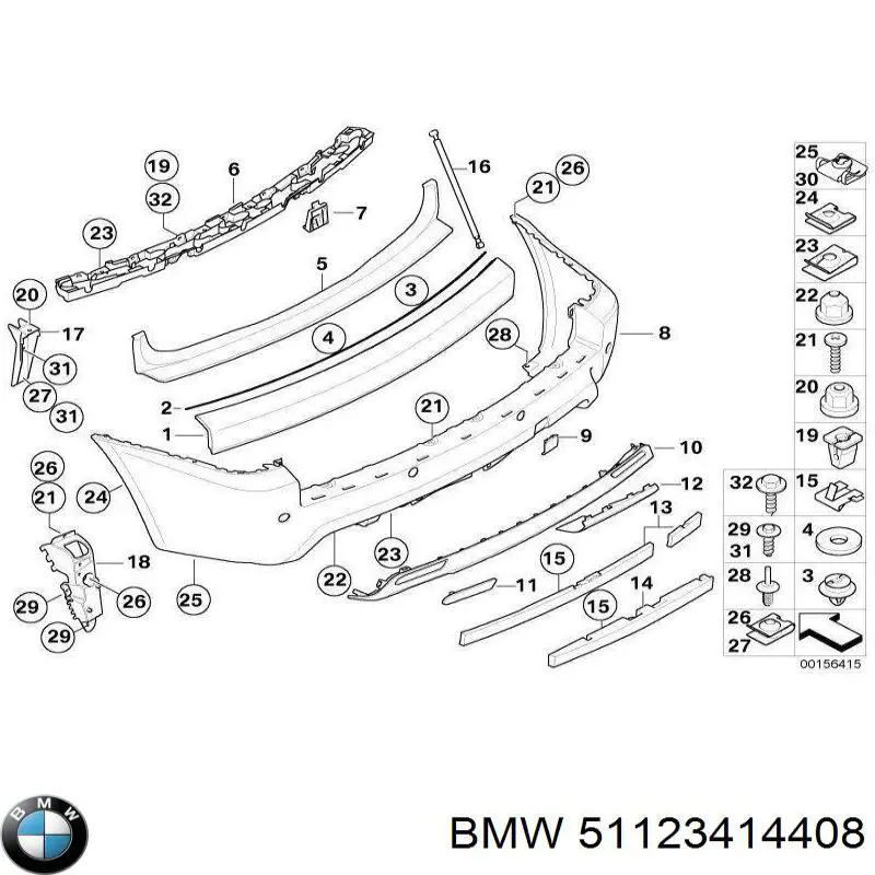 Крепление бамера правое BMW 51123414408 цена, от 16.93 USD