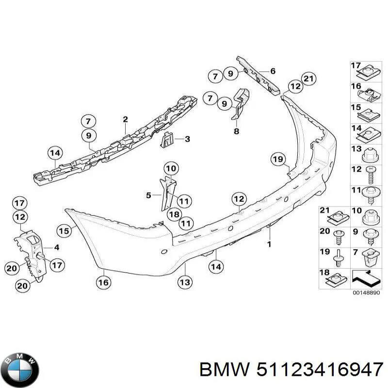 Задний бампер 51123416947 BMW