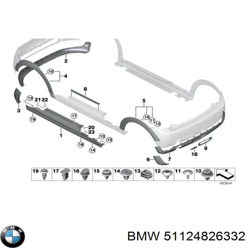 Юбка заднего бампера BMW 51124826332 цена, от 70.54 USD