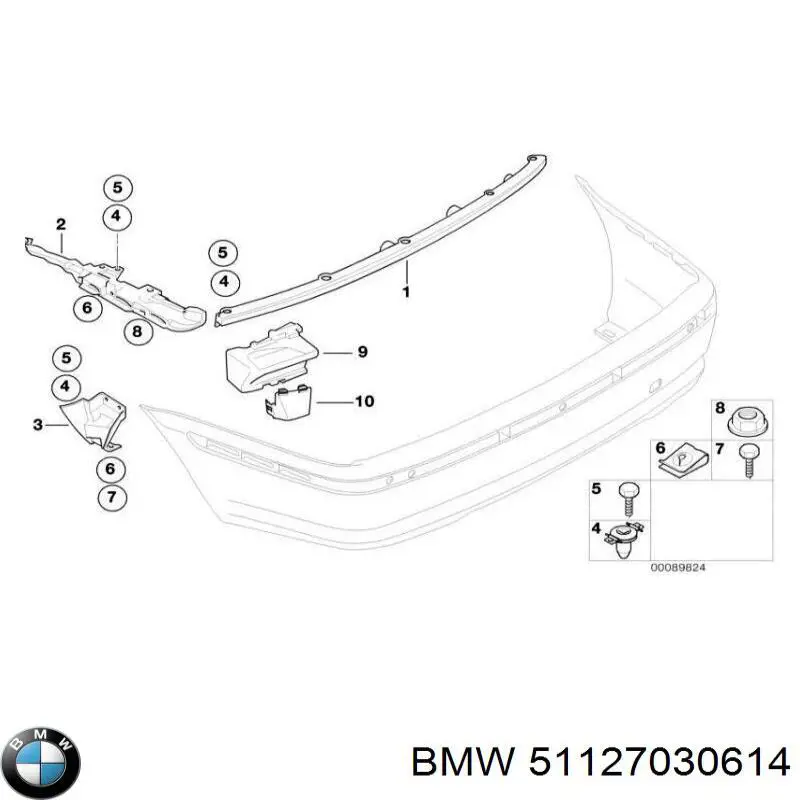 Направляющая заднего бампера правая BMW 51127030614 цена, от 47.58 USD