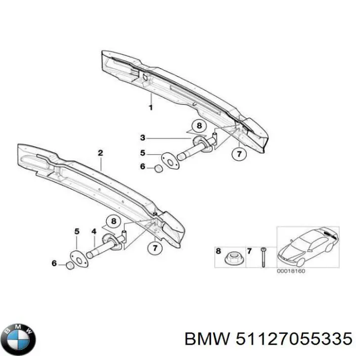 Кронштейн усилителя заднего бампера BMW 51127055335 цена, от 8.47 USD