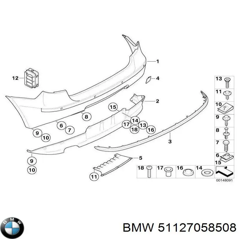 Pára-choque traseiro, parte inferior para BMW 1 (E81, E87)