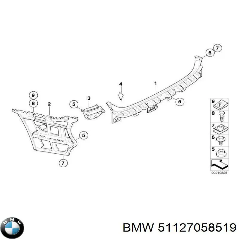 Крепление бамера левое BMW 51127058519 цена, от 25.34 USD