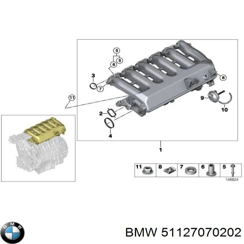 51127070202 BMW porca cativa para parafuso auto-roscante