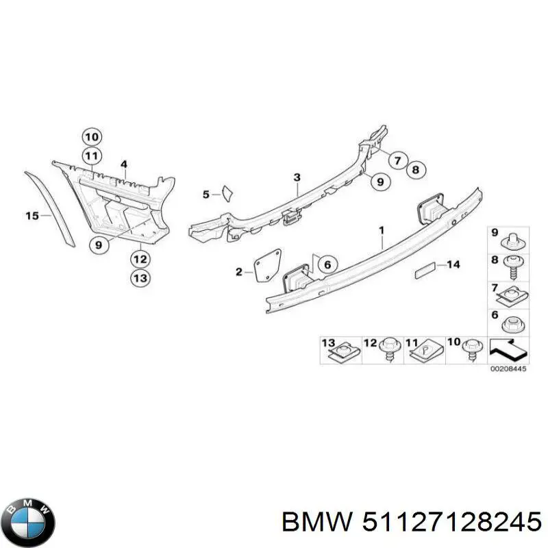 51127128245 BMW consola esquerda do pára-choque traseiro