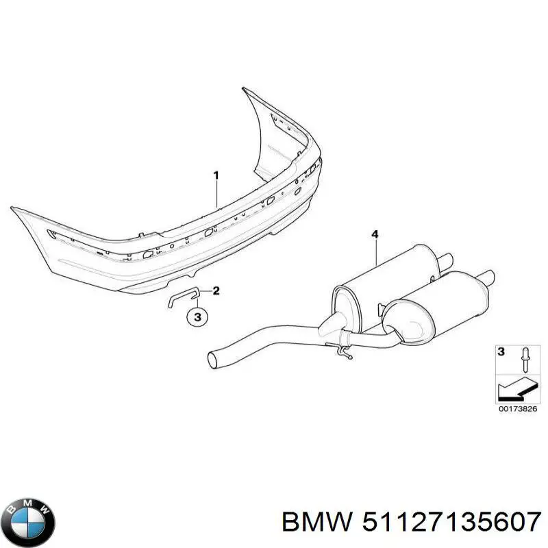 Guia esquerda do pára-choque traseiro para BMW 7 (E65, E66, E67)