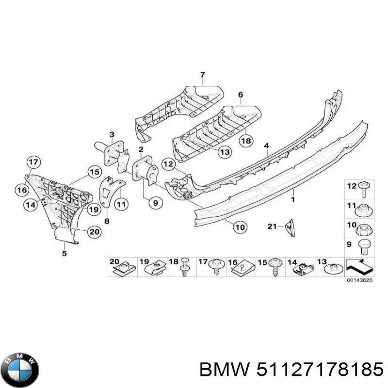 Кронштейн бампера заднего внешний левый BMW 51127178185 цена, от 19.75 USD