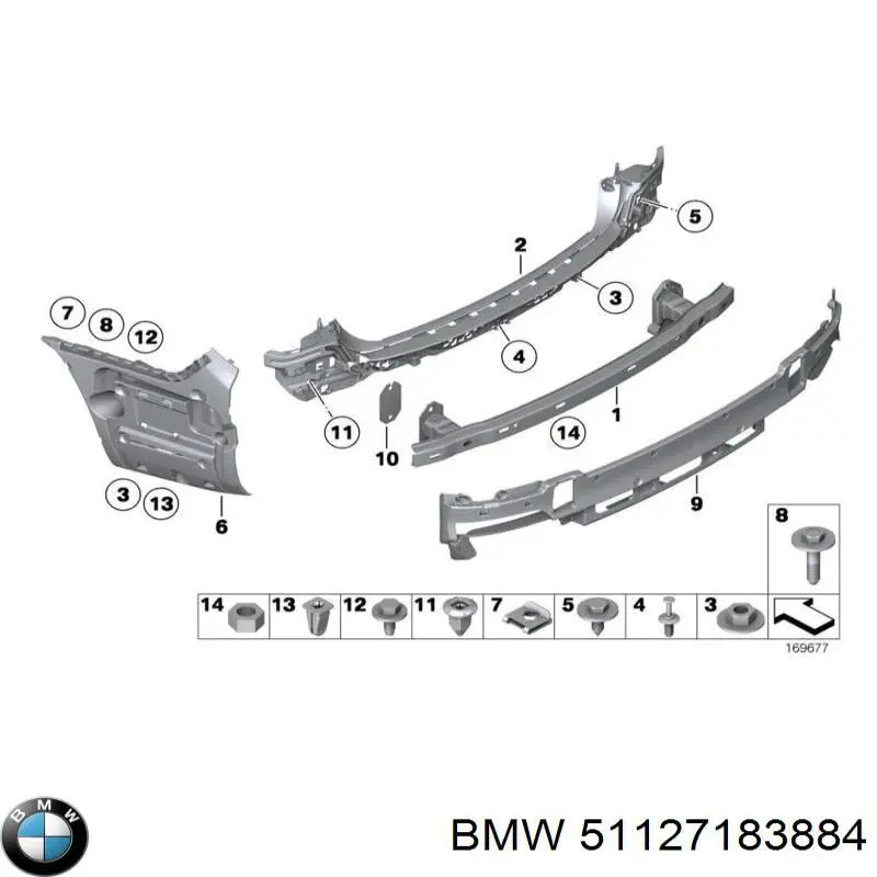 Усилитель заднего бампера BMW 7 F01, F02, F03, F04 (Бмв 7)