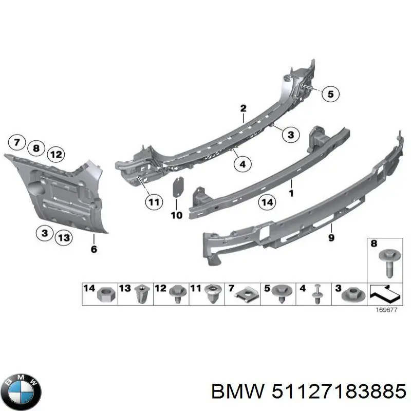  Кронштейн бампера заднего левый BMW 7 