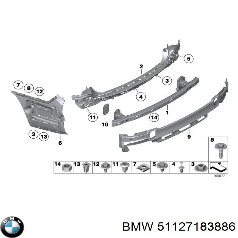 51127183886 BMW consola direita do pára-choque traseiro