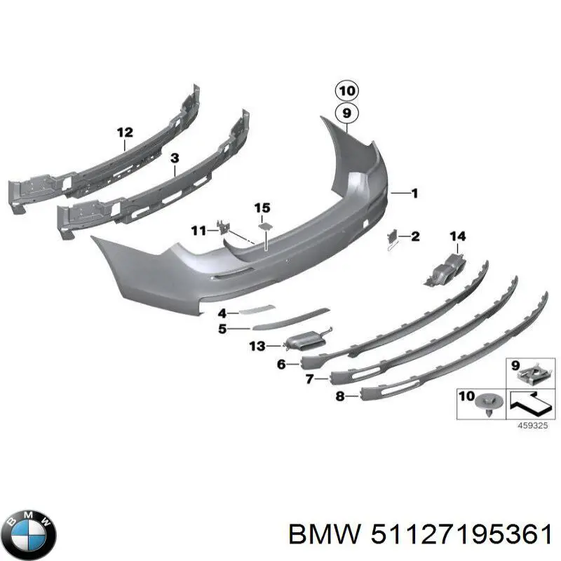 51127195361 BMW Накладка бампера заднего, левая