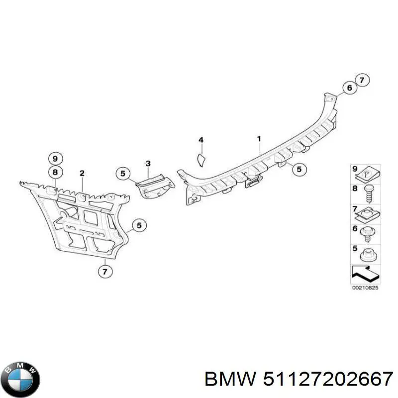 Направляющая заднего бампера, левая BMW 51127202667