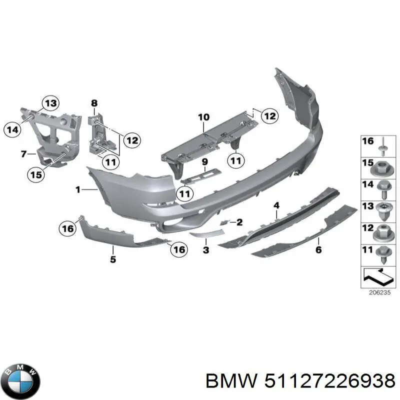 51127226938 BMW consola do pára-choque dianteiro direito