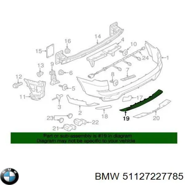 Бампер задний, нижняя часть BMW 51127227785 цена, от 33.74 USD