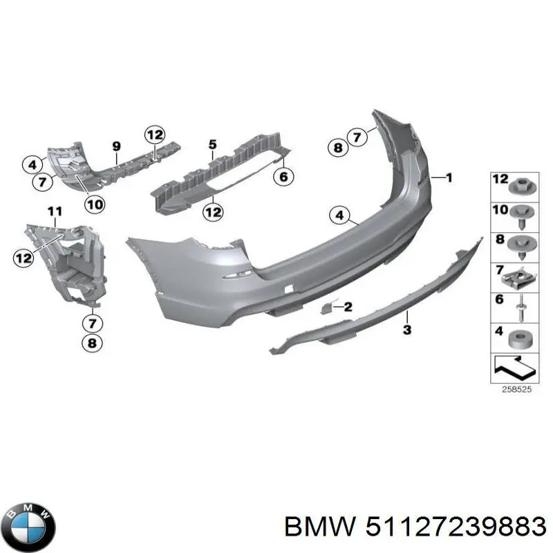 Consola esquerda do pára-choque traseiro para BMW X3 (F25)