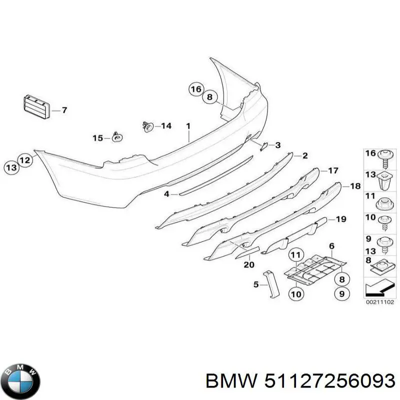 Бампер задний BMW 51127256093 цена, от 240.72 USD